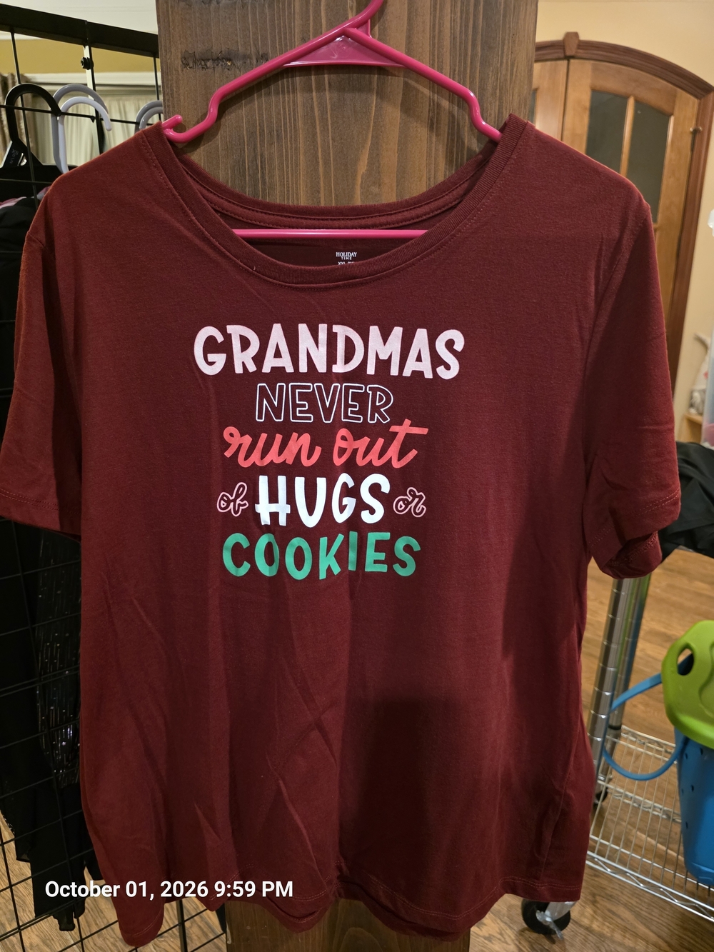 Grandmas Never Run Out of Hugs or Cookies Woman's Tee - Maroon XXL